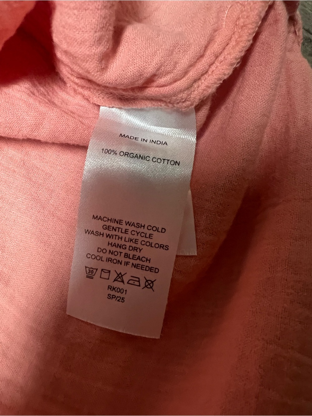 Quince Organic Cotton Gauze Roll Sleeve Shirt Coral Blush Pink Top Large - Picture 3 of 4